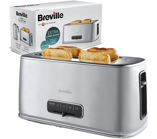 2185399 BREVILLE Edge Long Slot VTR023 4 Slice Toaster Brushed