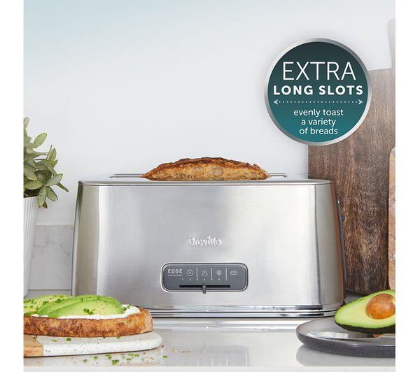 2185399 BREVILLE Edge Long Slot VTR023 4 Slice Toaster Brushed