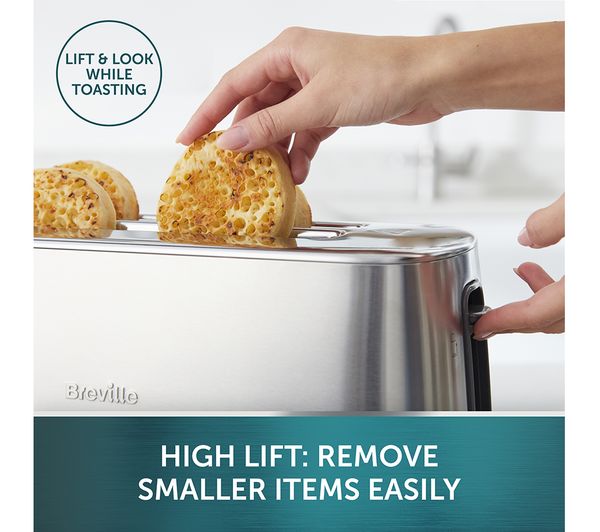 2185399 BREVILLE Edge Long Slot VTR023 4 Slice Toaster Brushed