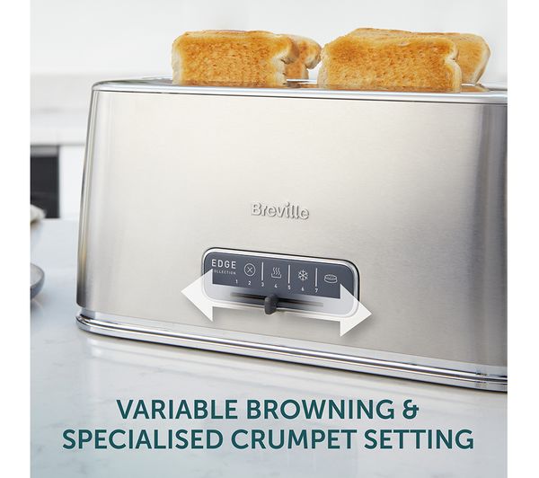 2185399 BREVILLE Edge Long Slot VTR023 4 Slice Toaster Brushed