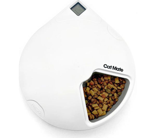 Closer Pets Cat Mate C500 Five Meal Automatic Pet Feeder White