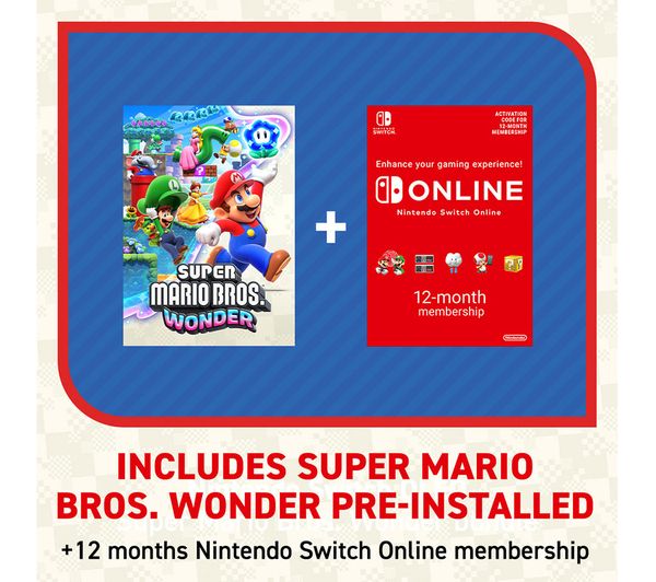 Nintendo Switch Oled White And Super Mario Bros Wonder Bundle And Nintendo