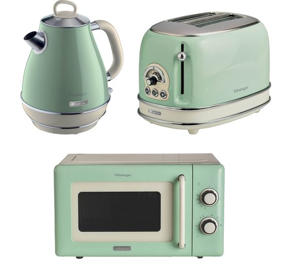 Ariete Vintage Arpk59 Microwave Jug Kettle 2 Slice Toaster Bundle Green