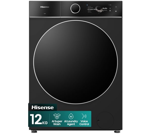 An image of HISENSE KitchenFit 7i Series WF7I1248BBR WiFi-enabled 12 kg 1400 Spin Washing Machine - Black