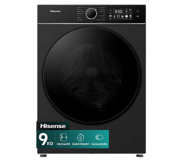 An image of HISENSE KitchenFit 3i Series WF3I9043BBFS2 WiFi-enabled 9 kg 1400 Spin Washing Machine - Black