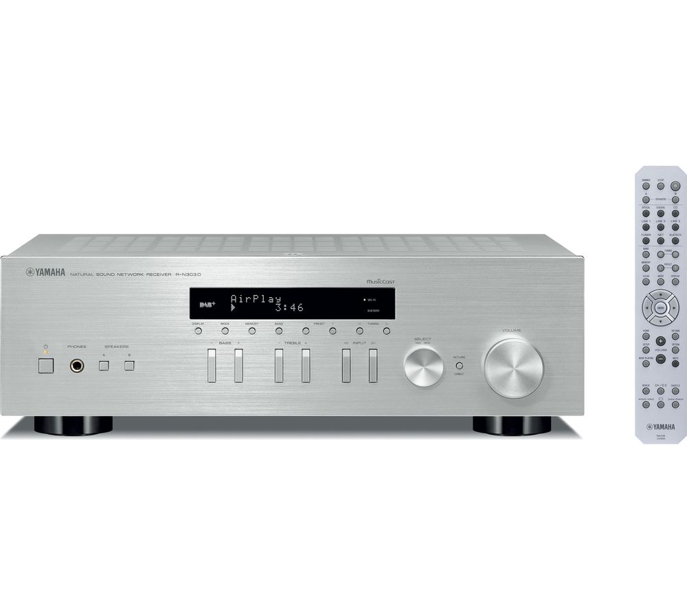 YAMAHA RN303D Stereo Receiver – Silver, Silver