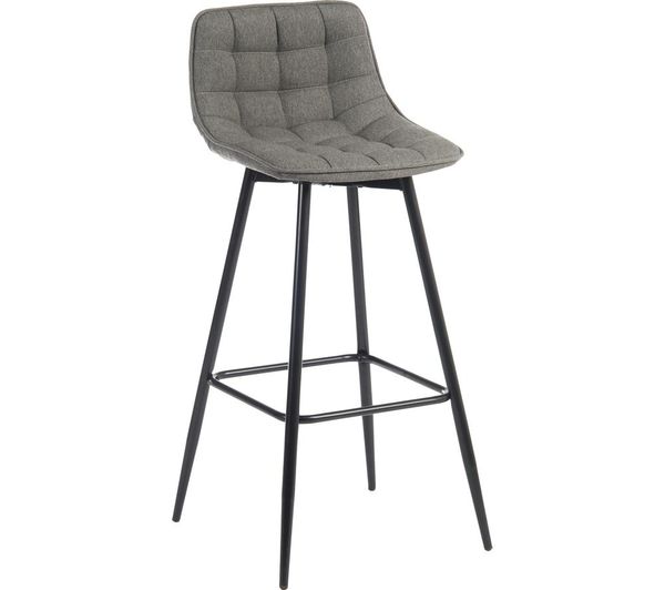 Teknik Quilt Fabric Bar Stool Chair Grey