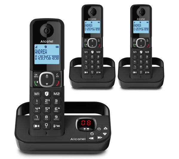 Alcatel F860 Voice Tam Atl1425239 Cordless Phone Triple Handsets Black