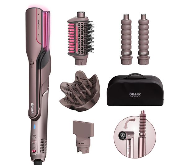 Shark Hd652suk Flexfusion Straight 5 In 1 Air Styler Hair Dryer With Storage Case Cosmic Blush