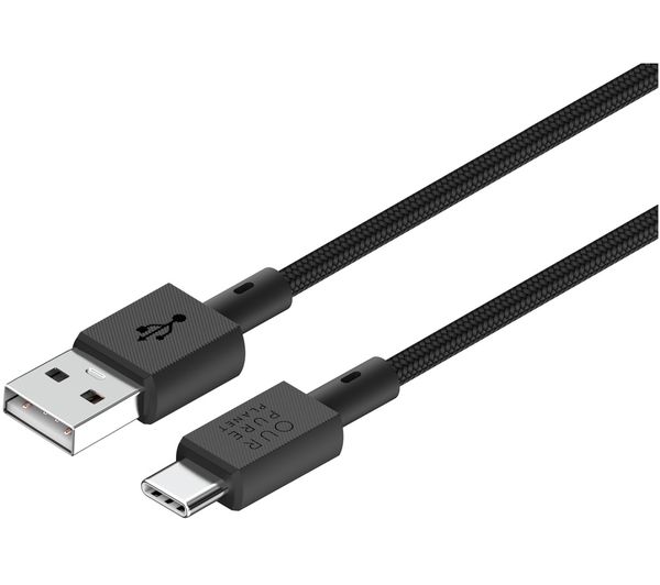 An image of OUR PURE PLANET OPP029 Braided USB-A to USB-C Cable - 2 m, Black