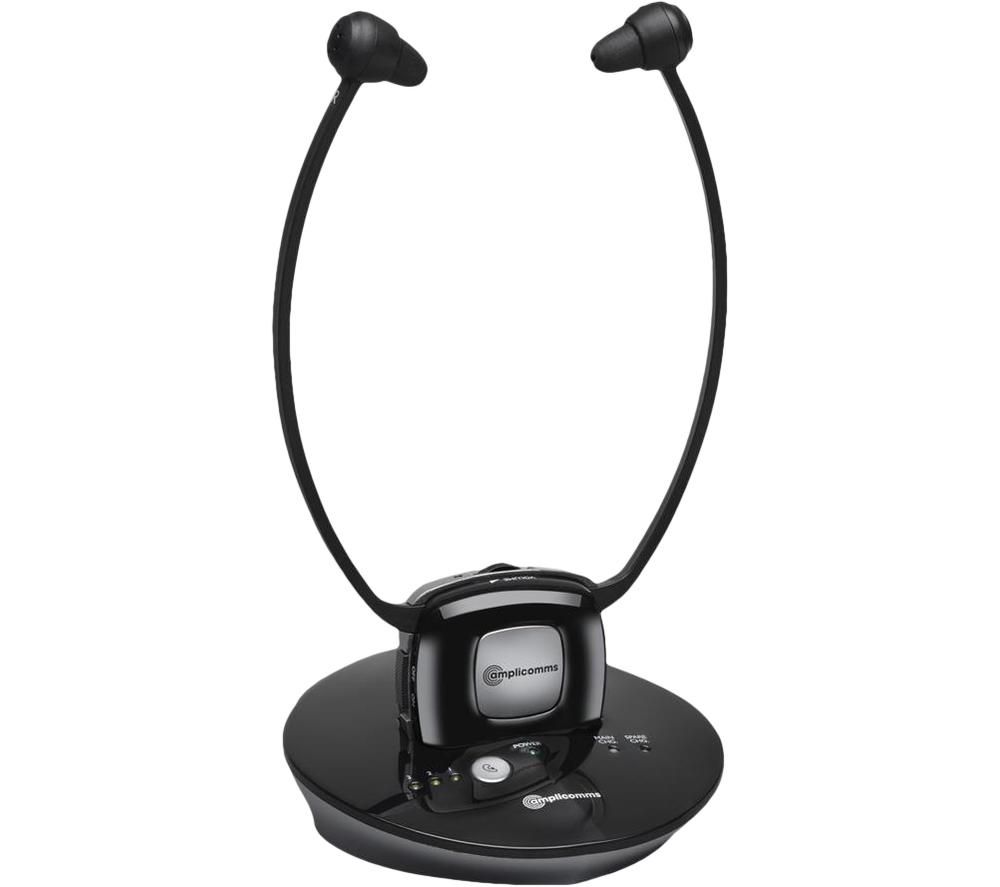 AMPLICOMMS TV 2500 Wireless Amplified TV Listener Headset - Black & Silver, Black