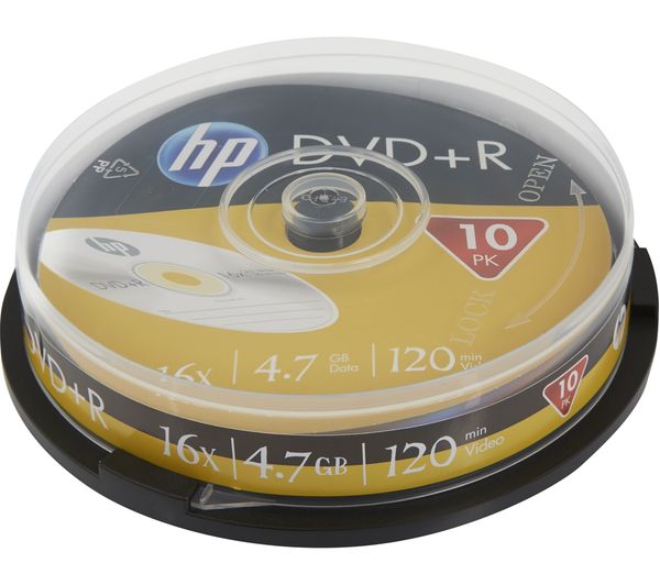 Image of HP 16x Speed DVD+R Blank DVDs - Pack of 10