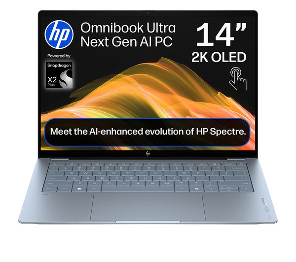 An image of HP OmniBook Ultra 14" Laptop - Snapdragon X2 Plus, 1 TB SSD, Stone Blue