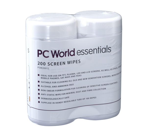 ESSENTIALS PSW20012 Screen Wipes - 2 packs of 100