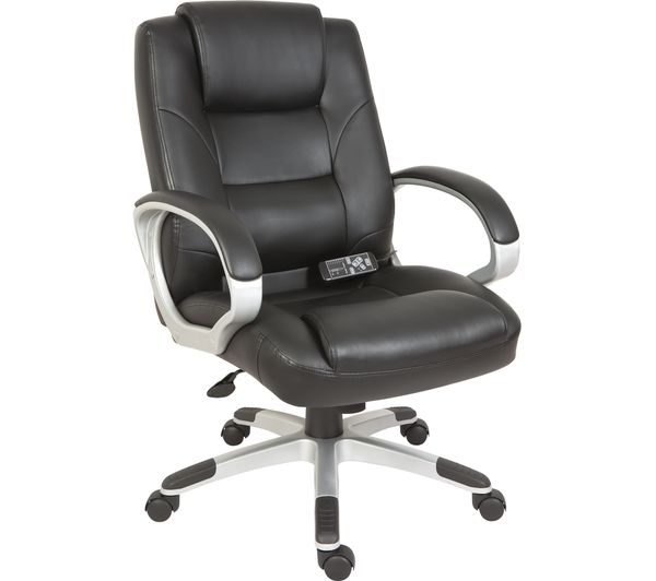 TEKNIK Lumbar Massage Faux Leather Reclining Executive Chair - Black