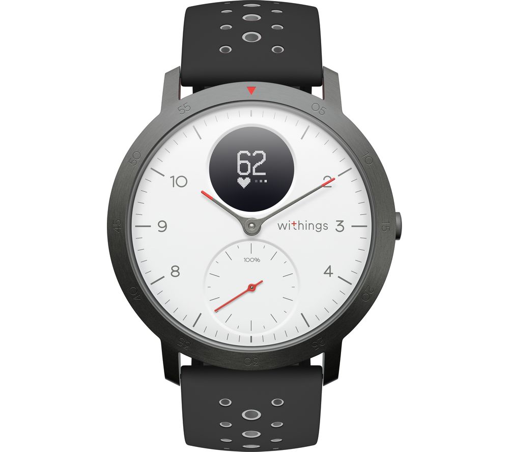 WITHINGS Steel HR Sport Smartwatch - White, Grey & Black, Silicone Strap, White