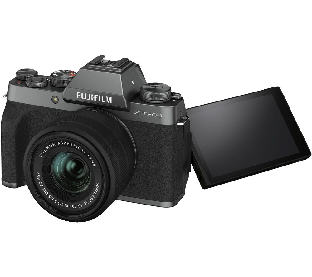 FUJIFILM X-T200 Mirrorless Camera with FUJINON XC 15-45 mm f/3.5-5.6 OIS PZ Lens - Dark Silver