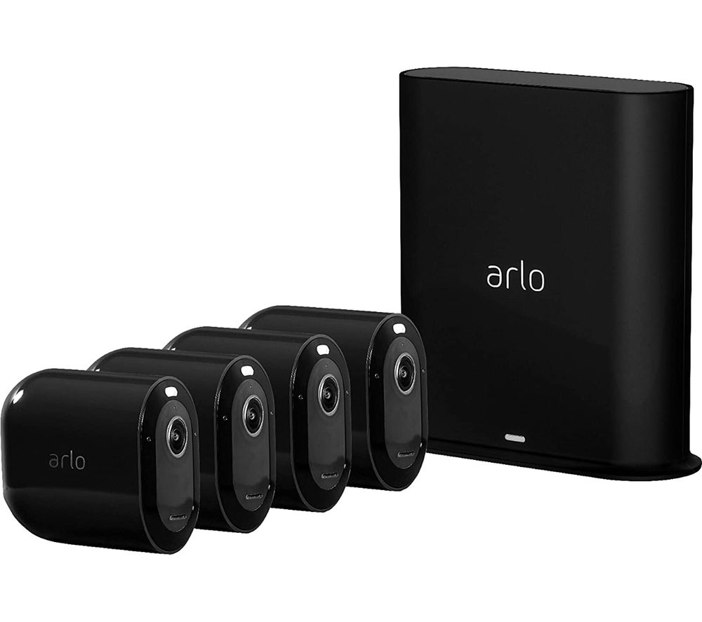 ARLO Pro 3 2K WiFi Security Camera System - 4 Cameras, Black, Black