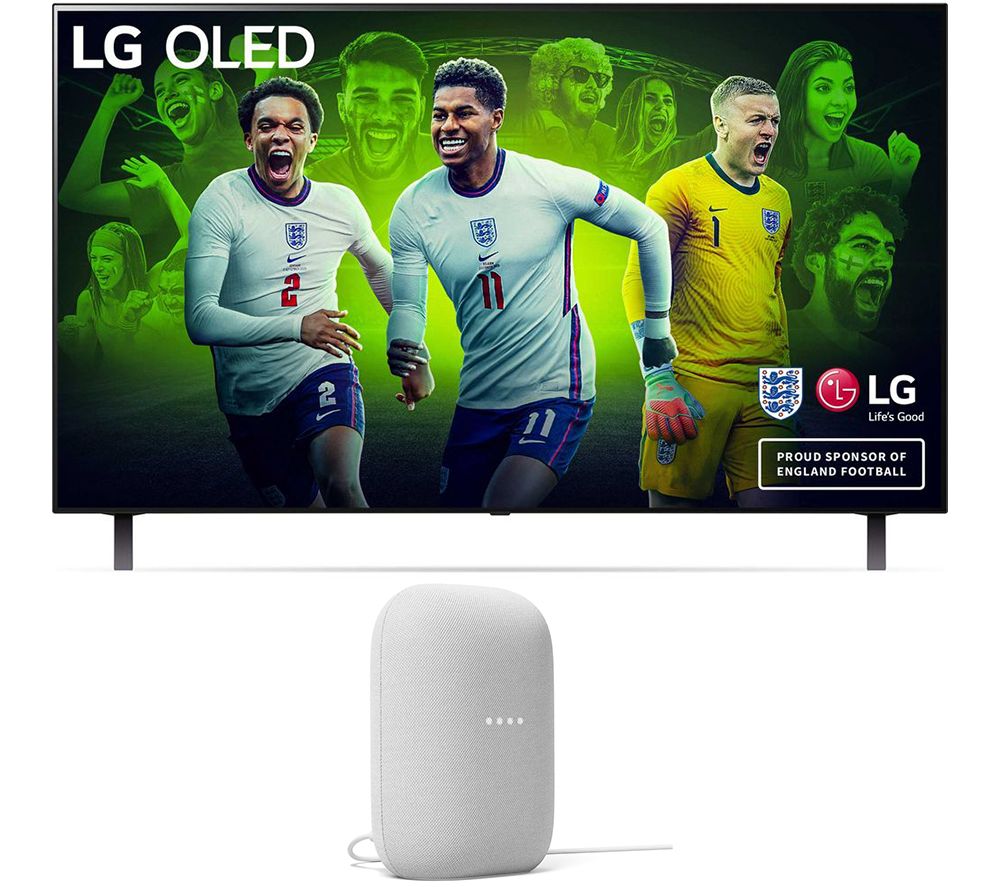 LG OLED48A16LA 48" Smart 4K Ultra HD HDR OLED TV & Chalk Google Nest Audio Bundle