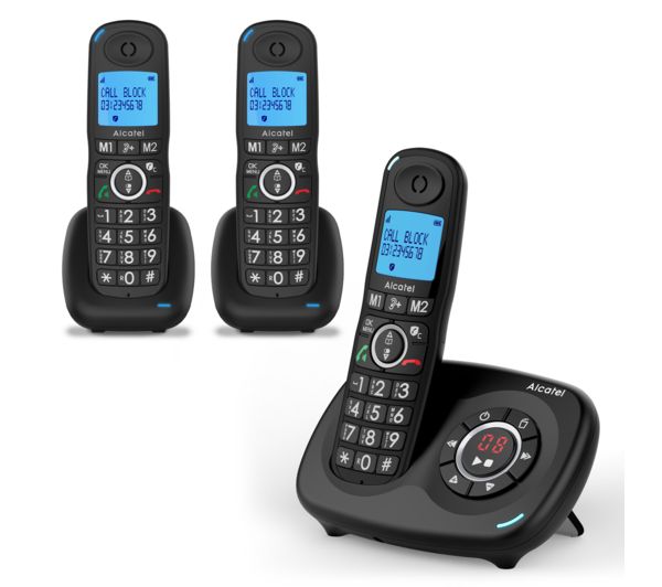 Alcatel Xl595 Voice Cordless Home Phone Triple Headsets Black