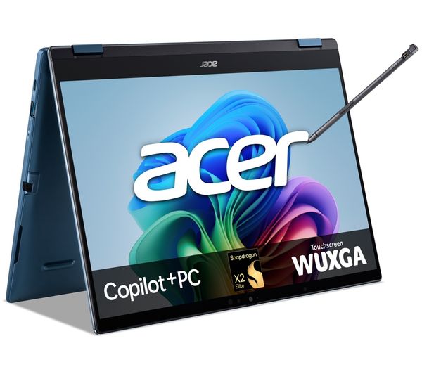 An image of ACER Swift Spin 14 AI 2 in 1 Laptop, Copilot+ PC - Snapdragon X2 Elite, 512 GB SSD, Blue
