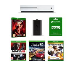 MICROSOFT Xbox One 1 TB, Tekken 7, Mafia III, Overwatch, Project Cars 2, LIVE Gold Membership & Charging Kit Bundle
