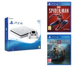 SONY PlayStation 4 White, Marvel's Spider-Man & God Of War Bundle - 500 GB