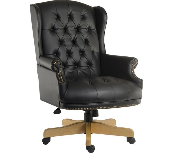 Teknik Chairman Noir Bonded Leather Tilting Executive Chair Black