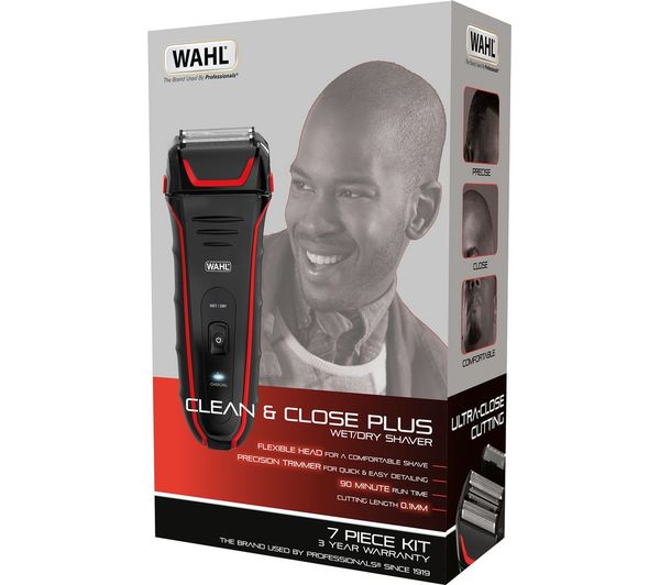 Wahl Clean Close Wet Dry Stubble Foil Shaver Black Red