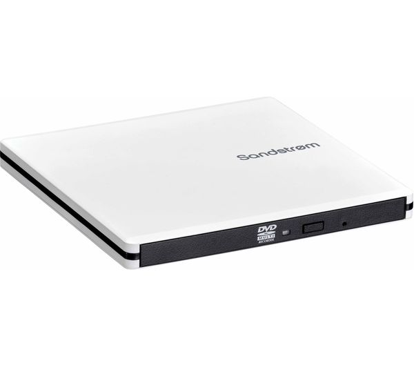 An image of SANDSTROM SEDVDWH26 Ultra Slim External CD/DVD Writer - White