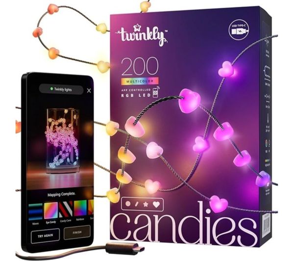 Twinkly Candies Hearts Smart 200 Rgb Led String Lights 13 M
