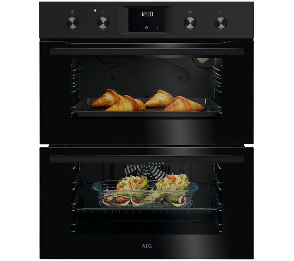 An image of AEG OU5NU20B Electric Built-under Double Oven - Black