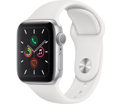MWV62B A APPLE Watch Series 5 Silver Aluminium with White Sports Band 40 mm Currys Business