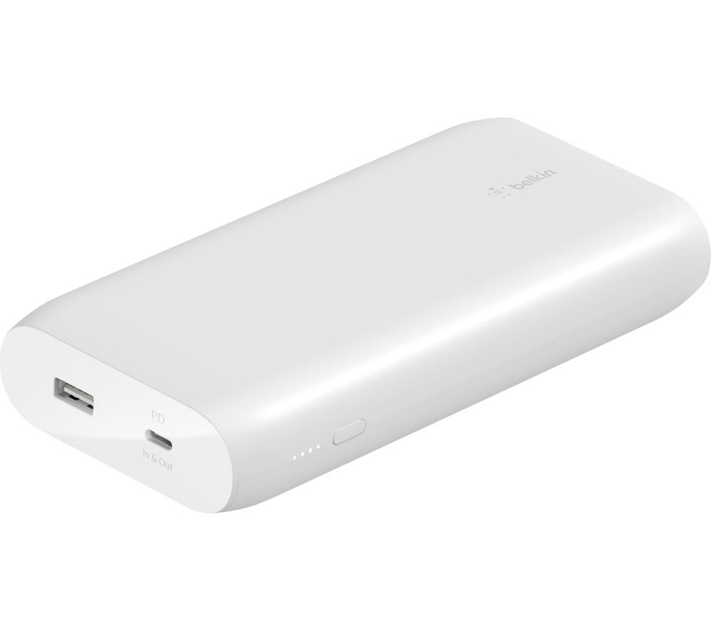 BELKIN 20000 mAh Portable Power Bank with 30 W USB-C Fast Charge - White