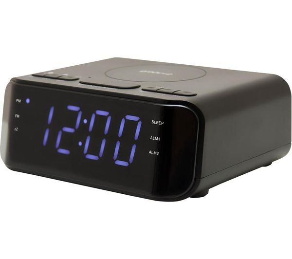 Groov E Atlas Alarm Clock With Wireless Charger Black
