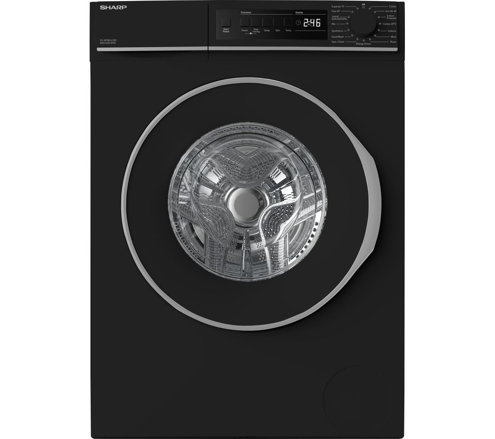 SHARP ES-NFB8141BD 8 kg 1330 Spin Washing Machine - Black, Black at Currys 4974019183916 10219333 29008234391