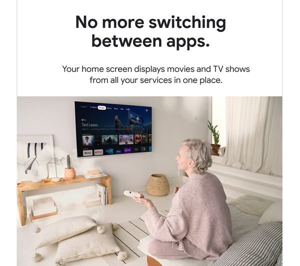 GOOGLE Chromecast HD with Google TV - Snow - GA03131-GB - Currys