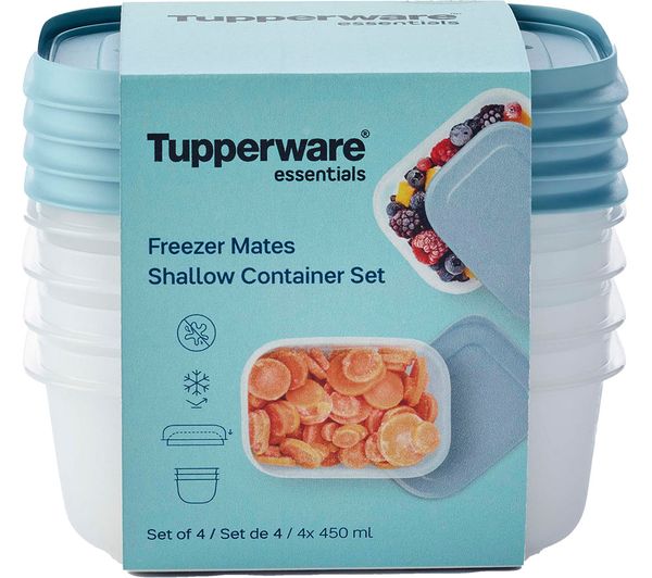 TUPPERWARE Freezer Mates 4-piece Starter Set - Frosted with Blue