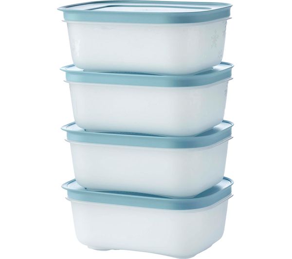 TUPPERWARE Freezer Mates 4-piece Starter Set - Frosted with Blue
