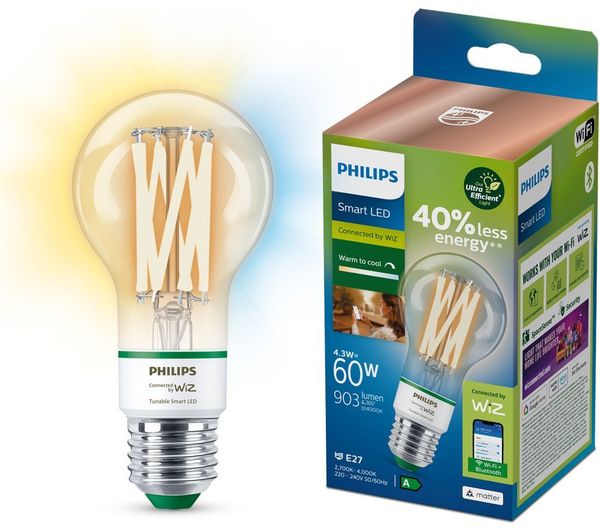 Image of PHILIPS WiZ Tunable White Smart Bulb - A60, E27