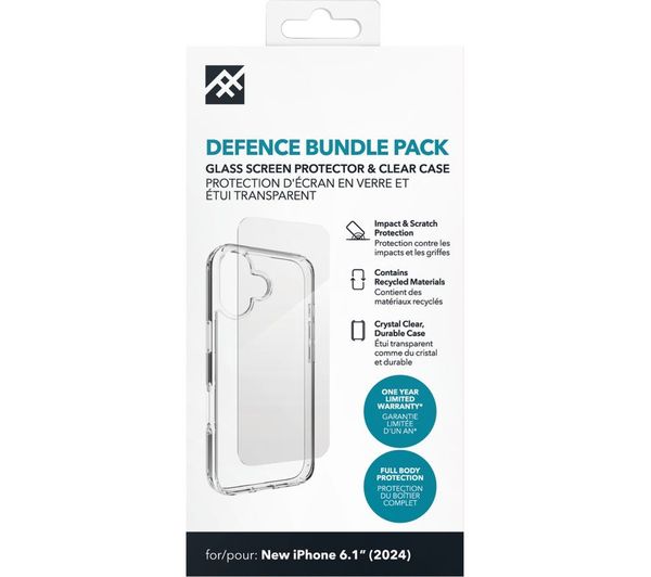 DEFENCE iPhone 16 Case & Screen Protector Bundle - Clear