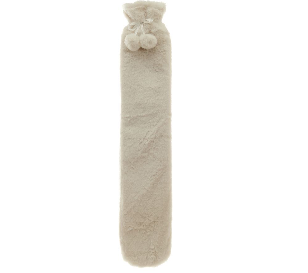 Faux Fur Long Hot Water Bottle - Cream