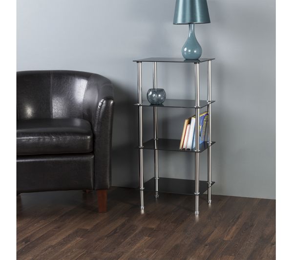 AVF S44 4-Tier Square Shelving Unit - Black & Chrome - S44 - Currys ...