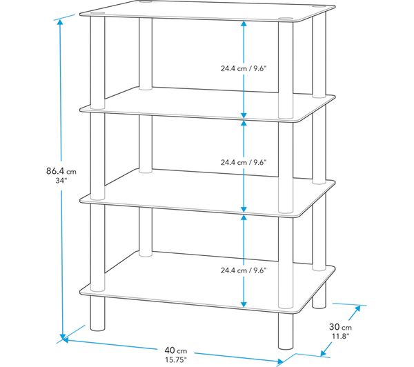 AVF S44 4-Tier Square Shelving Unit - Black & Chrome - S44 - Currys ...