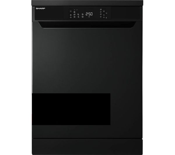 An image of SHARP QW-NA1FF47D3M2-EN Full-size Dishwasher - Matte Black