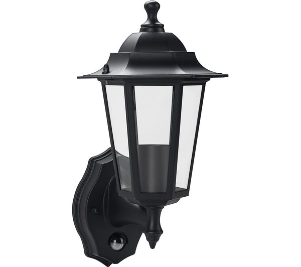 An image of LUCECO LEXDCL6PB-02 Outdoor LED Wall Lantern with PIR Motion Sensor - Black