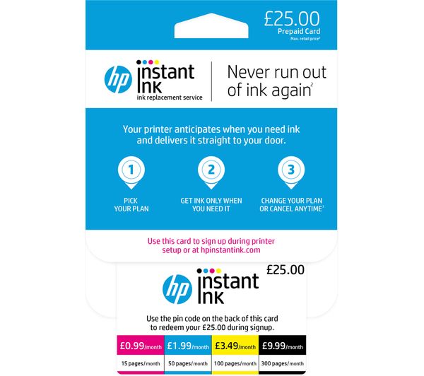 HP Instant Ink £25 Prepaid Card