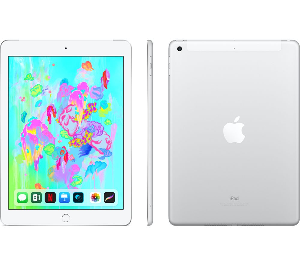 APPLE 9.7″ iPad Cellular – 32 GB, Silver (2018), Silver