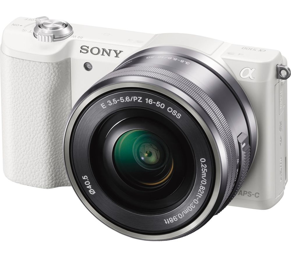 SONY a5100 Mirrorless Camera with 16-50 mm f/3.5-5.6 Lens - White, White