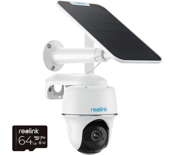 Reolink Go Pt Plus Solar Battery Pan Tilt 2k 4g Security Camera Kit With 64 Gb Card White